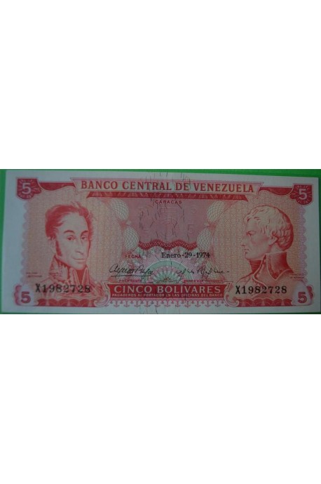5 Bolívares Enero 29 1974X7