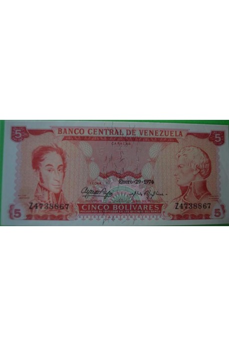 5 Bolívares Enero 29 1974 Z7