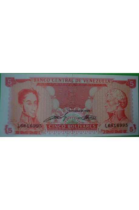 5 Bolívares Septiembre 21 1989 L7