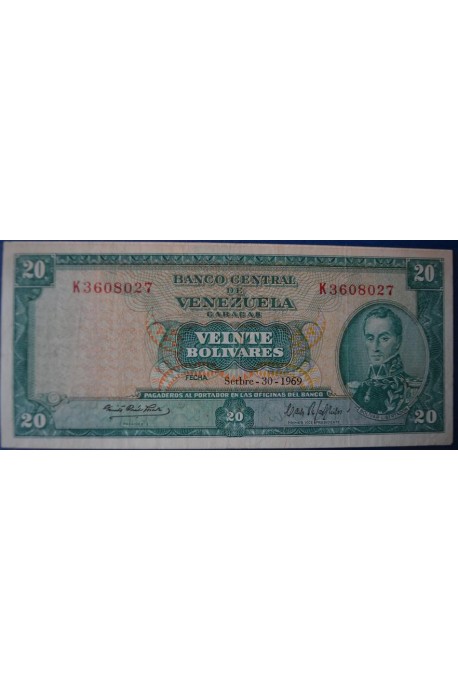 20 Bolívares Septiembre 30 1969 Serie K7