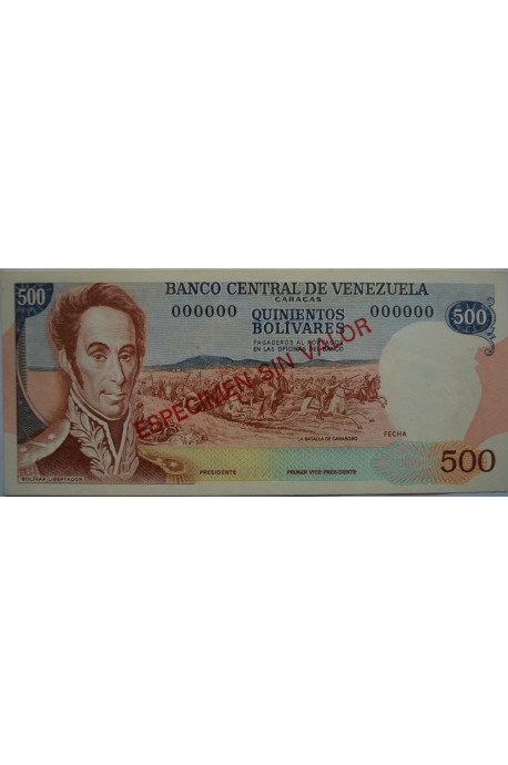 500 Bolívares Espécimen 1971-1972. Anv