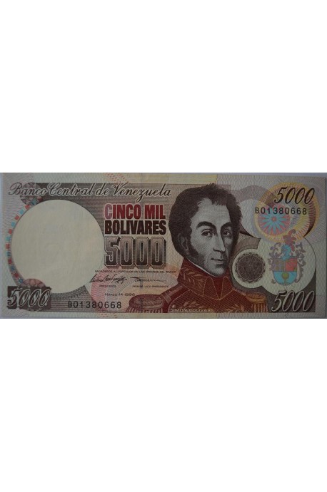 5000 Bolívares Marzo 14 1996 Serie B8