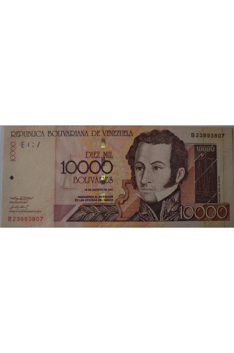 10000 Bolívares Agosto 16 2001 Serie B8