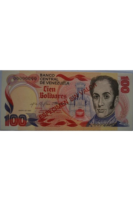 100 Bolívares Espécimen Enero 1980 Anv.