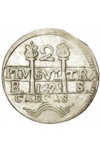 2 Reales  - 1821 ¨Castillo-León¨ CARCAS